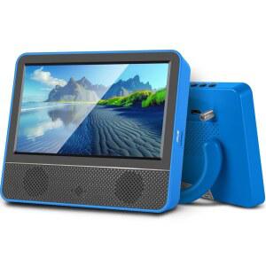 Jexiop 7인치 휴대용 미니 TV 및 IPS 1080P 화면-디지털 ATSC 튜너 헤드폰 아웃-USB /TF 포트-HDMI 입력, 캠핑 카라반 주방용 DC-12V (블루)
