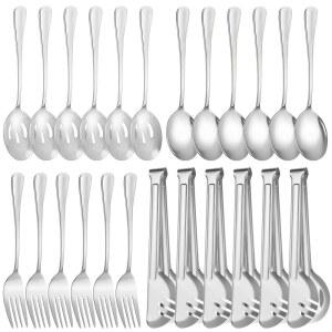 24개 zlmtzdjd 세트 서빙 도구 대형 뷔페 및 레스토랑에 뛰어납니다(실버) 결혼식 스틸 내구성이 스테인리스 파티 디너