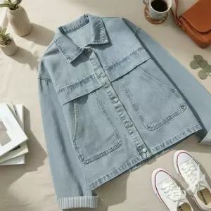 여성 루즈핏 데님 자켓 포켓포인트 간절기용 면혼방