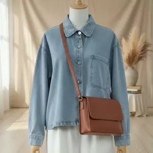 여성 루즈핏 데일리 면혼방 데님 자켓