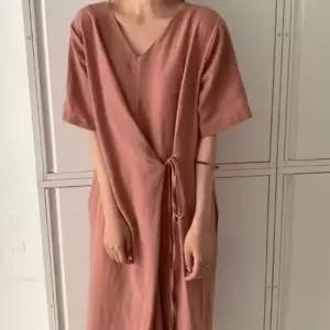 원피스 린넨원피스 린넨 여름 롱 벽돌색