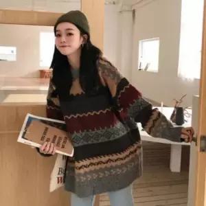 노르딕 걸스 데일리룩 니트탑 올드스쿨크루넥 롱티 티 티셔츠