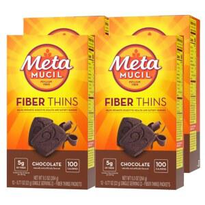 보충제 얇은 프실리움 섬유 지원하고 섬유질 초콜릿 데 48인분(12팩 건강을 맛 배고픔 4개) 메타뮤실 허스크 소화