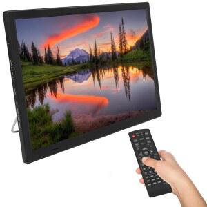 16인치 휴대용 LED TV, 1080P 디지털 TV ATSC 고감도 와이드스크린 , USB, 튜너, AV in/Out, 디스플레이 모니터, 아날로그 ATV(스탠드 포함), 리모컨