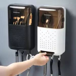 (신상꿀템) 무타공 벽걸이 수저통 주방 수저보관함 벽걸이수저통 수저정리함 숟가락통 무타공벽걸이수저통