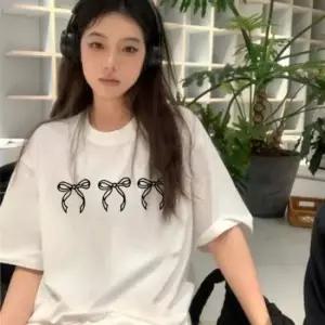 리본 디자인 데일리 반팔 데일리 클래식 티셔츠 골지티