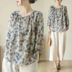 네이비 인기 무드 플라워 넥셔링 감성 7부 티셔츠 여 원피스