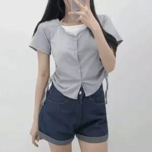 체크 셔링 티 레이어드 셔링 티 봄 데일리 여성