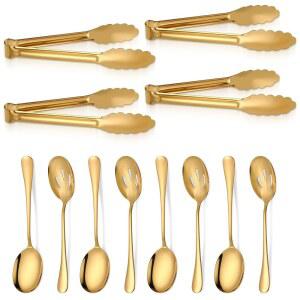 슬롯 애피타이저 도구 뷔페 폴리싱 스틸 스테인리스 대형 서빙 리퀘이 pcs 12 케이 연회 골드 파티용 세트 스푼 집게