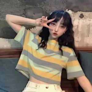 단가라크롭티 빅 빅사이즈 데일리 박스 스트라이프 클래식 크롭 반