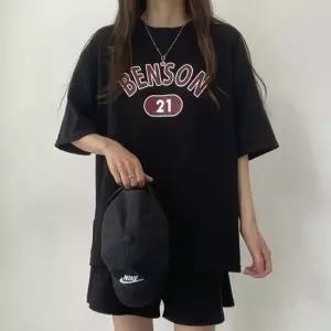 여성 반팔 데일리 셋업 반바지 클래식 데일리 산책룩 반바지