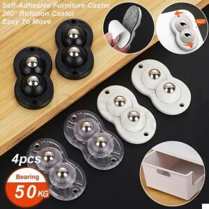 자동 접착 가구 캐스터 휠 미니 소형 범용 음소거 볼 도르래 360 ° 회전 2 구슬