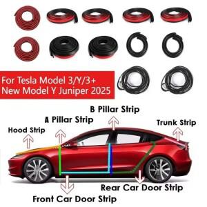 테슬라 호환 모델 3Y3 Y 주니퍼 2025 도어 씰 스트립 방음 트렁크 후드 대시보드  필러 선루프 세트