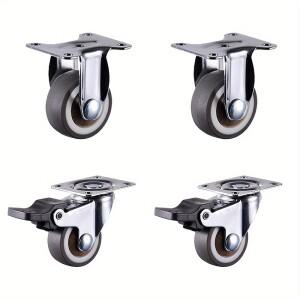 4개 1인치 가구 캐스터 헤비 듀티 소프트 러버 범용 휠 스위블 롤러 트롤리 액세서리용