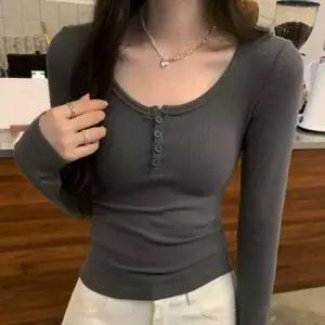 기본티 단추 여성 추천 잠금 슬림핏 꾸안꾸 스러운 골지 긴팔
