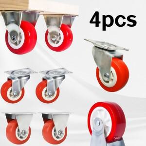 4pcs 캐스터 범용 회전 휠 고정 휠 1.5인치 빨간색 가구 캐비닛 및 핸드카트에 사용