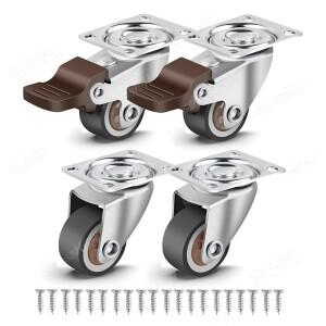1-2 인치 캐스터 헤비 듀티 가구 캐비닛 용 4 개의 고무 소형 휠 세트 미니 소형 소음 없음  회전