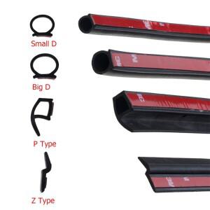 PZ D 모양  2 미터 자동차 도어 씰 스트립 EPDM 고무 소음 방지 방진 방음 강력한 3M adhensive