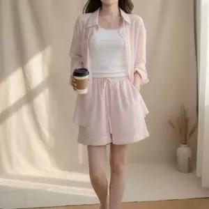 여성 여름 데일리 3피스 셋업 나시 셔츠 반바지 세트