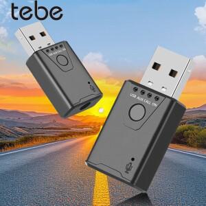 Tebe USB Bluetooth 5.4 오디오 수신기 자동차 스피커 호환 헤드폰 PC 용 마이크가 3.5mm Aux 무선 음악 스