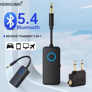 2In 1 Bluetooth 5.4 송신기 수신기 3.5mm AUX 비행기 오디오 무선 어댑터 마이크 TV 자동차 러닝 머신용