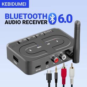 KEBIDUMEI 블루투스 6.0 오디오 수신기 3.5mm AUX RCA 마이크 포함 HIFI 스테레오 무선 어댑터 지원 자동차