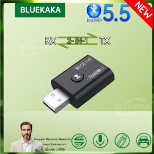 업그레이드 2In1 Bluetooth 5.5 오디오 수신기 송신기 3.5mm AUX USB 스테레오 무선 어댑터 마이크자동차
