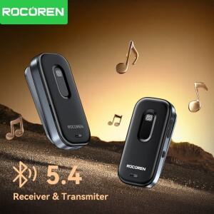 Rocoren Bluetooth 5.4 어댑터 3.5mm 잭 Aux 무선 휴대폰 TV 자동차 오디오 수신기 송신기 원격  제어