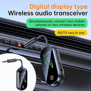 2in 1 블루투스 5.4 오디오 송수신기 3.5MM AUX 하이파이 스테레오 음악 무선 어댑터 마이크 포함 가정용