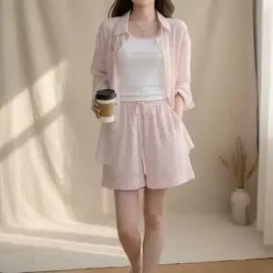 [하프클럽/]여성 여름 데일리 3피스 셋업 나시 셔츠 반바지 세트