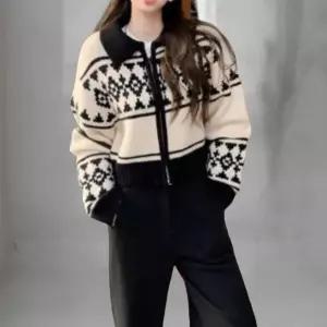 [하프클럽/]여성 집업 탱크 노르딕 스노우 스웨터 가디건