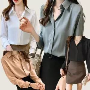 [하프클럽/셀러허브_여성트랜드패션]여자 정장 큐빅단추 셔츠 블라우스 면