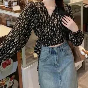 [하프클럽/셀러허브_여성트랜드패션]여자 페이즐리 블라우스 2컬러 랩스타