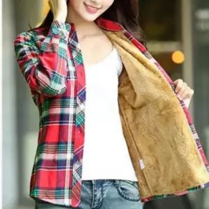 [하프클럽/셀러허브_여성트랜드패션]여성 기모 슬림 블라우스 셔츠 체크 융