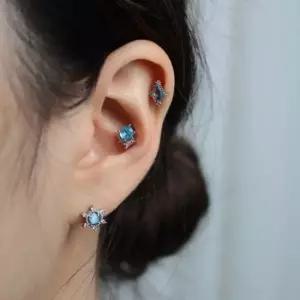 반짝이 귀걸이 세트 트렌디 여성 크리스탈 링 피어싱 귀찌 이어커프 피어싱