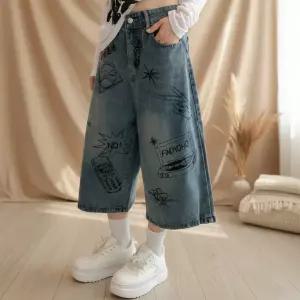 여성 데일리 와이드핏 그래픽 칠부진