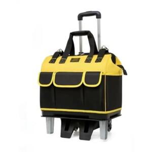 바퀴 달린 대형 당김 막대 롤러 캔버스, 두꺼운 다기능 대용량, 내마모성 수리 전기 공구 상자