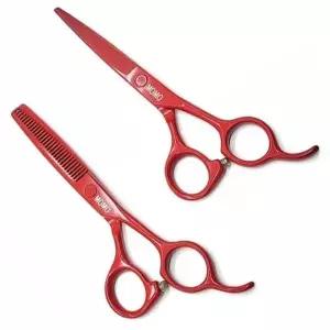 세트 강아지 셀프미용 일자가위 가위 레드 숱가위