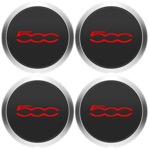 피아트 500 휠용 센터 허브 캡 세트, 133mm 캡, 68078419AC 더스트 커버, 51884863 레드, 4 개