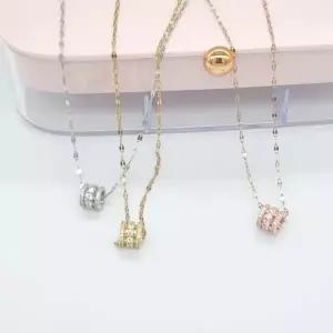 3컬러 링 큐빅 목걸이 써지컬스틸 체인