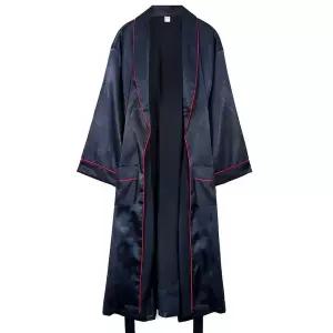 [하프클럽/알콩단잠]남성가운 무지로브 실크샤무즈 긴팔 나이트 샤워가운 네이비