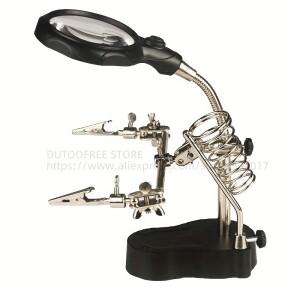 데스크탑 돋보기 LED 조명 테이블 납땜 다리미 스테이션 스탠드, 용접 확대경 클립 클램프, 수리용