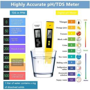 고정밀 TDS 미터 디지털 워터 테스터 0-14 PH 0-9990ppm & EC LCD 물 순도 PPM 수족관 필터