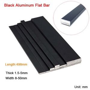 2개 블랙 알루미늄 플랫 바 길이 498mm 두께 1.5-5mm 솔리드 메탈 스커팅 라인 트림 스트립 폭 8-50mm
