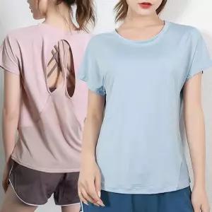 여성 오픈 메쉬 반팔티 슬림핏 뒷면 트레이닝