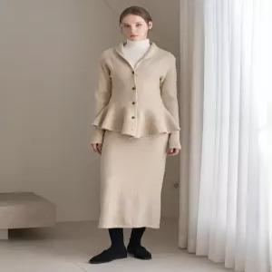 [미니멈에브리데이][미니멈 에브리데이]숄카라넥 니트 가디건 스커트 셋업