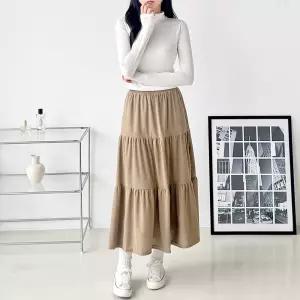 여성 골덴 캉캉 티어드 롱 스커트 WDMS-WSK-TS14564737