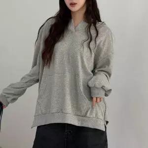 [하프클럽/]빅사이즈 601 단가라셔츠배색후드티 DGOX103