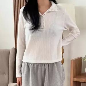 [하프클럽/]빅사이즈 601 골지크롭똑딱이티셔츠 DYPX104