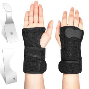 여성 건염 관절염 를 위한 탈착식 알루미늄 판으로 엄지 스피카 부목이 있는 샤피 볼링 손목 지지대(블랙)